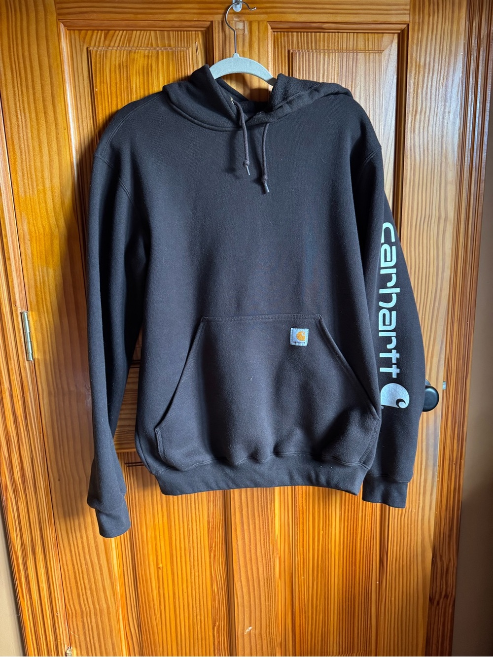 Carhartt Deep Brown Crewneck Hoodie with White Sleeve Logo